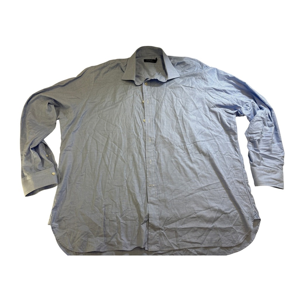 Polo Ralph Lauren Mens 18 36/37 Blue Glen Plaid Cotton Stretch Button Down Shirt